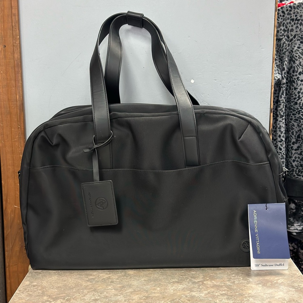 NEW Adrienne Vittadini Black & Charcoal Travel Duffel